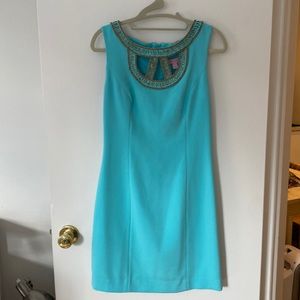 Lilly Pulitzer Teal & Gold Cocktail Dress
